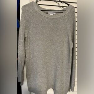 Elegant oversized Women's Silver Gray shimmering Scoop Neck Sweater